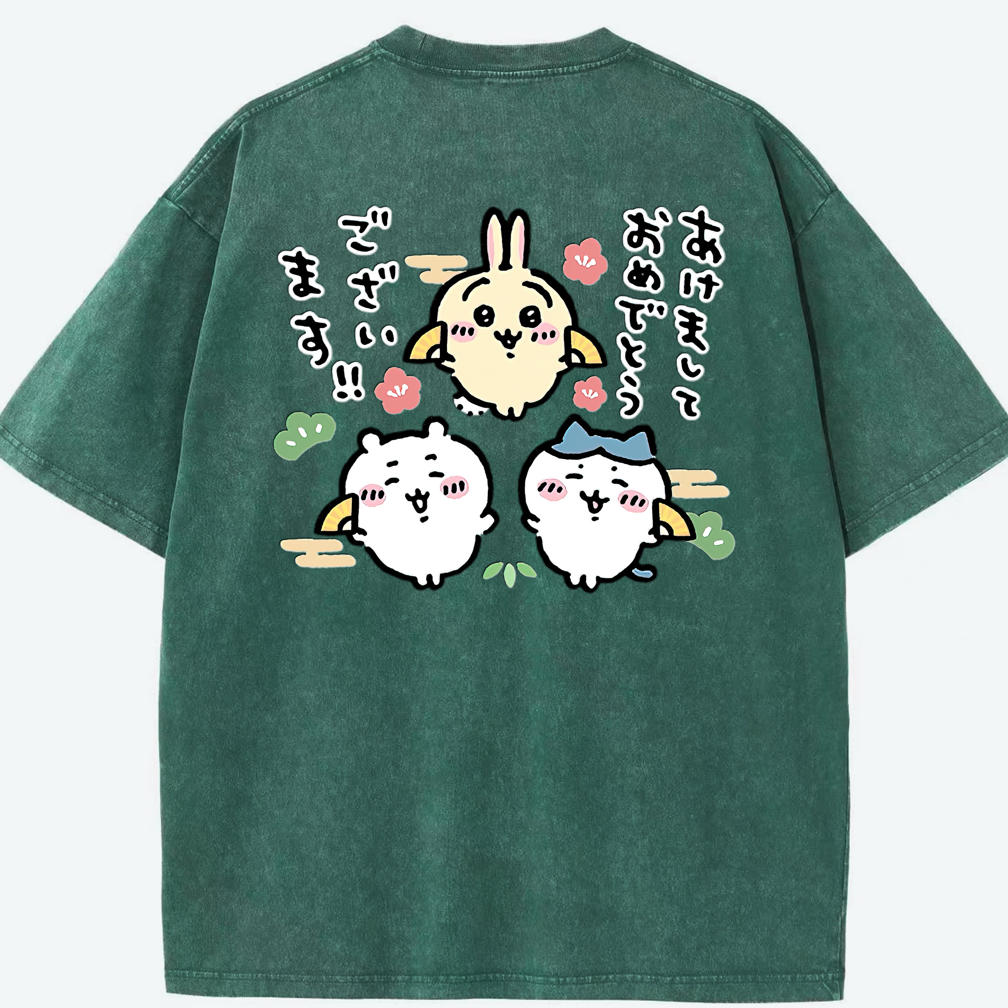 （画像用） ちいかわ ちいかわ Chii-kawa chiikawa 綿100% ヴィンテージ風 半袖Tシャツ（背面プリント）